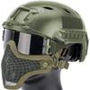 Tactical Airsoft Quick Helmet PJ Type and Foldable Half-Face Air Gun Mesh Mask, Safety Goggles with 3 Lenses, Suitable for CS/Hunting/Paintball/Shooting, Green, Head circumference 54~63CM view 1