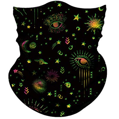 Obacle Bandana Face Mask for Dust Wind Sun Protection Seamless Bandana Mask Women Festival Fishing Hunting Riding Work Outdoor Running Tube Mask Neck Gaiter (Planet Multicolored Green Gold)