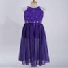 Sywiyi Kids Girls Floral Lace Halter Neck Dance Party Romper Dress Wedding Pageant Maxi Ball Gown Purple 14 Years view 3
