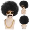 ANOGOL 5pcs Set (Hair Cap+Glasses+Mustache+Necklace) Afro Wig Men 70s 80s Wigs Disco Wig Halloween Short Curly Black Afro Wigs 70s Outfit Disco Costume Rocker Cosplay Party view 2
