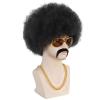 ANOGOL 5pcs Set (Hair Cap+Glasses+Mustache+Necklace) Afro Wig Men 70s 80s Wigs Disco Wig Halloween Short Curly Black Afro Wigs 70s Outfit Disco Costume Rocker Cosplay Party view 4