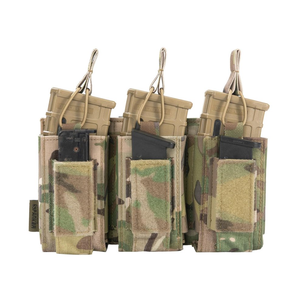 EXCELLENT ELITE SPANKER AK Magazine Pouch Triple Open Top Molle Mag Pouch for AK47 AK74 AR-15 Pmags Magazine(Triple-Multicam)