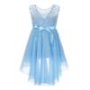 Sywiyi Kids Girls Floral Lace V Neck Junior Bridesmaid Dress Wedding Party Pageant Ball Gown Flower Girl Dress Light Blue 8 Years view 2