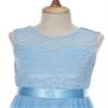 Sywiyi Kids Girls Floral Lace V Neck Junior Bridesmaid Dress Wedding Party Pageant Ball Gown Flower Girl Dress Light Blue 8 Years view 3