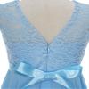 Sywiyi Kids Girls Floral Lace V Neck Junior Bridesmaid Dress Wedding Party Pageant Ball Gown Flower Girl Dress Light Blue 8 Years view 4