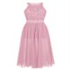 Sywiyi Kids Girls Floral Lace Halter Neck Dance Party Romper Dress Wedding Pageant Maxi Ball Gown Pink 6 Years view 2