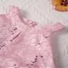 Sywiyi Kids Girls Floral Lace Halter Neck Dance Party Romper Dress Wedding Pageant Maxi Ball Gown Pink 6 Years view 4