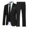 Sywiyi Mens 2 Piece Dressy Suit Classic Fit Gentleman Outfit Wedding Party Formal Blazer Jacket with Pants Set Black Small view 1
