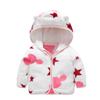 Ikevan 0-6 Years Toddler Kids Baby Gril Boy Cute Ear Zipper Print Thick Hooded Coat Warm Outwear Warm Hooded Jacket White view 1