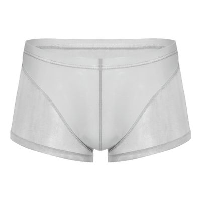 Agoky Men's Mesh Boxer Briefs Breathable Quick Dry Swim Trunks Unlined Underwear Shorts Grey Small