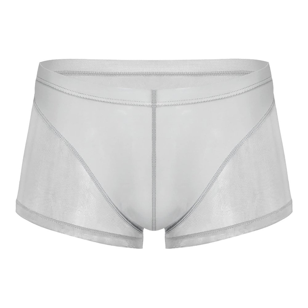 Agoky Men's Mesh Boxer Briefs Breathable Quick Dry Swim Trunks Unlined Underwear Shorts Grey Small