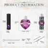 3 Pieces Cremation Urn Necklace for Ashes Vertical Bar Zircon, Heart Crystal Necklace Urn Stainless Steel Waterproof Memorial Pendant(Purple Zircon) view 2