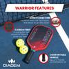Diadem Warrior Pickleball Paddle | 3X L-Core Hybrid Nomex Polymer Honeycomb Core, Grit Paint Surface for Spin, Control and Power | Indoor/Outdoor | USAPA Approved (Red) view 3