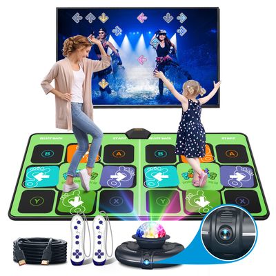 FWFX Wireless Dance Mat for TV, 2-Player Musical Electronic Dancing Pad for Kids & Adults, for Family Party Games, Exercise, Yoga & Fitness - Birthday for Boys & Girls(Green)