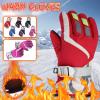 POLG Waterproof Kids Ski Snow Gloves Winter Warm Snowboard Mittens Windproof Thermal Outdoor Sports Gloves for Boys Girls (Black, One Size) view 2