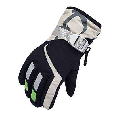 Winter Outdoor Gloves for Kids Boys Girls Snow Windproof Mittens Outdoor Sports Skiing Gloves with Adjustable Buckle (Navy, One Size)