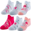 Under Armour Youth Essential 2.0 Lightweight No Show Socks, 6-Pairs , Pink Sands/White/Halo Gray , Small view 1