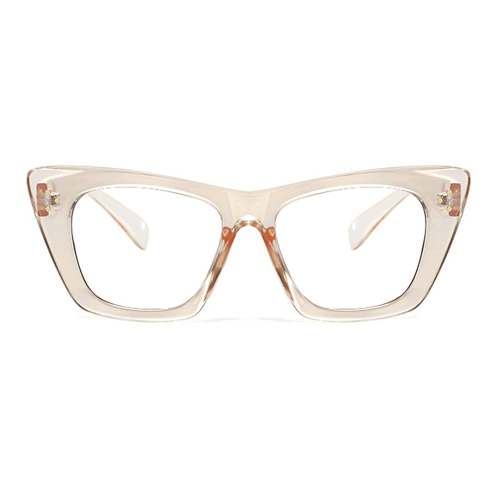 bullabulling Stylish Rainbow Retro Cat Eye Blue Light Blocking Glasses for Women Ladies Eyewear (tea, 1.5)
