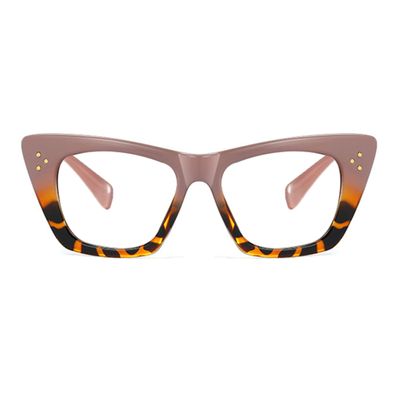 bullabulling Stylish Rainbow Retro Cat Eye Blue Light Blocking Glasses for Women Ladies Eyewear (brown/leopard, 2.0)