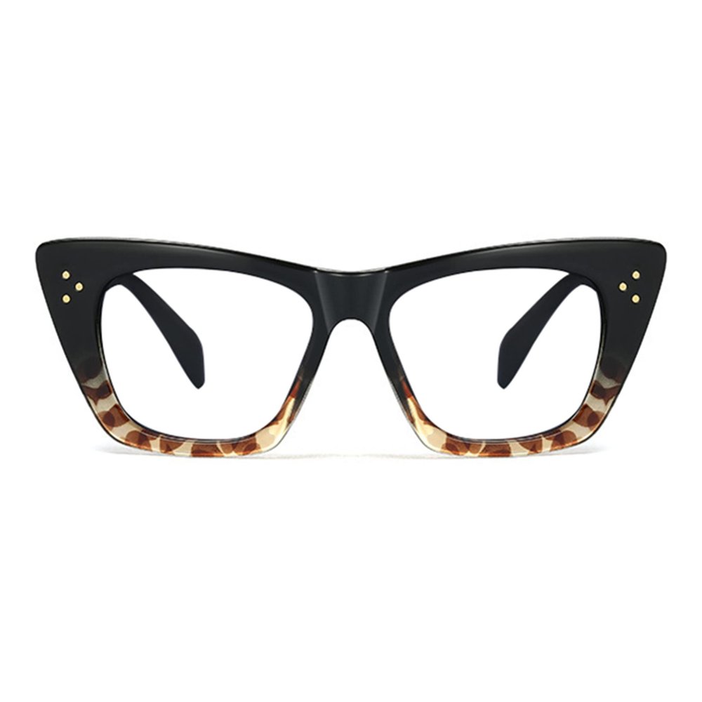bullabulling Stylish Rainbow Retro Cat Eye Blue Light Blocking Glasses for Women Ladies Eyewear (black/leopard, 1.0)
