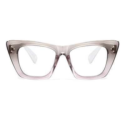 bullabulling Stylish Rainbow Retro Cat Eye Blue Light Blocking Glasses for Women Ladies Eyewear (gray/pink, 2.5)