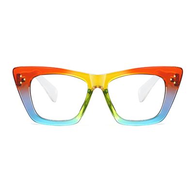 bullabulling Stylish Rainbow Retro Cat Eye Blue Light Blocking Glasses for Women Ladies Eyewear (rainbow, 2.0)