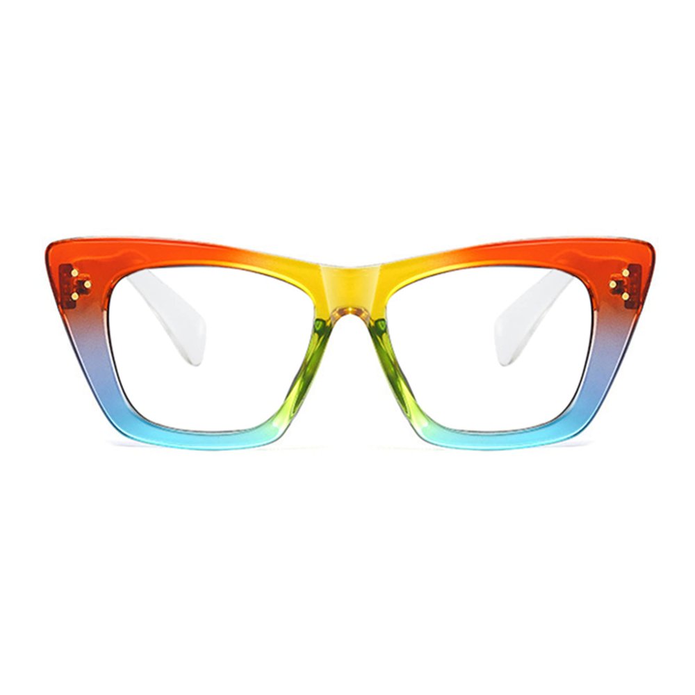 bullabulling Stylish Rainbow Retro Cat Eye Blue Light Blocking Glasses for Women Ladies Eyewear (rainbow, 2.0)