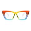 bullabulling Stylish Rainbow Retro Cat Eye Blue Light Blocking Glasses for Women Ladies Eyewear (rainbow, 2.0) view 1
