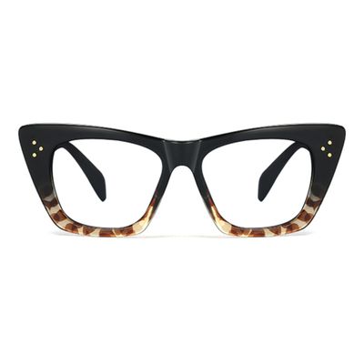 bullabulling Stylish Rainbow Retro Cat Eye Blue Light Blocking Glasses for Women Ladies Eyewear (black/leopard, 3.5)