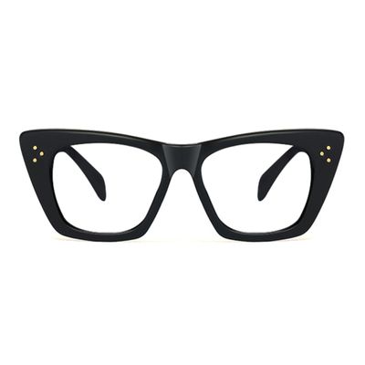 bullabulling Stylish Rainbow Retro Cat Eye Blue Light Blocking Glasses for Women Ladies Eyewear (black, 3.5)