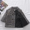 Kids Solid Coat Elegant Notched Collar Double Breasted Jacket Baby Girls Boys Wool Coat Trench Coat Windproof Outwear (Gray, 3-4 Years) view 3