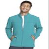 Cherokee Infinity Men's Zip Front Jacket Modern Fit Rib-Knit Panels with 3 Pockets and Knit Sleeve Panel Plus Size CK332A, 3X Teal Blue view 1