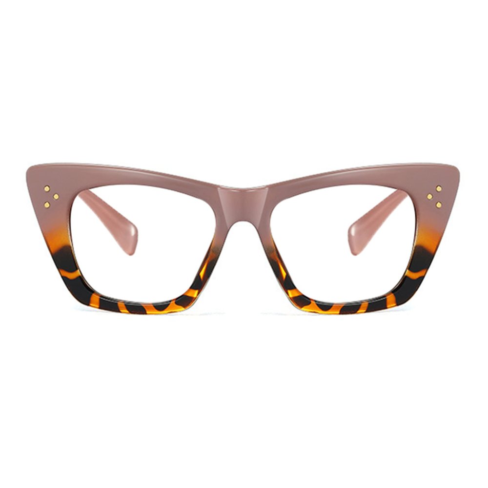 bullabulling Stylish Rainbow Retro Cat Eye Blue Light Blocking Glasses for Women Ladies Eyewear (brown/leopard, 1.0)
