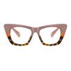 bullabulling Stylish Rainbow Retro Cat Eye Blue Light Blocking Glasses for Women Ladies Eyewear (brown/leopard, 1.0) view 1