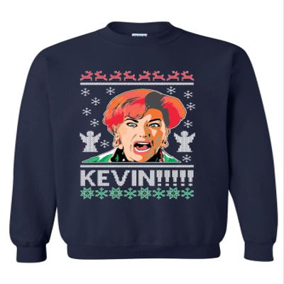 ALLNTRENDS Kevin Ugly Christmas Sweater Holiday Party Top Funny Christmas Crewneck Sweatshirt (M, Navy Blue)