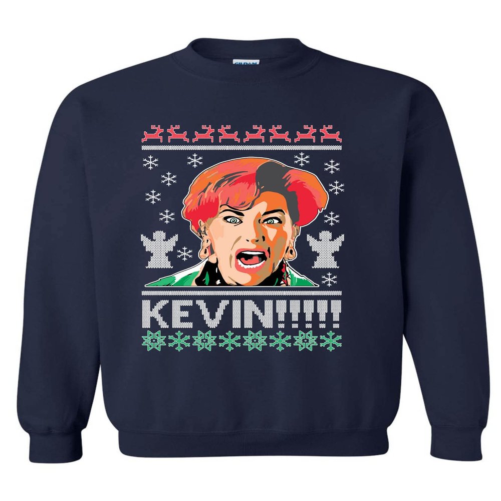ALLNTRENDS Kevin Ugly Christmas Sweater Holiday Party Top Funny Christmas Crewneck Sweatshirt (M, Navy Blue)