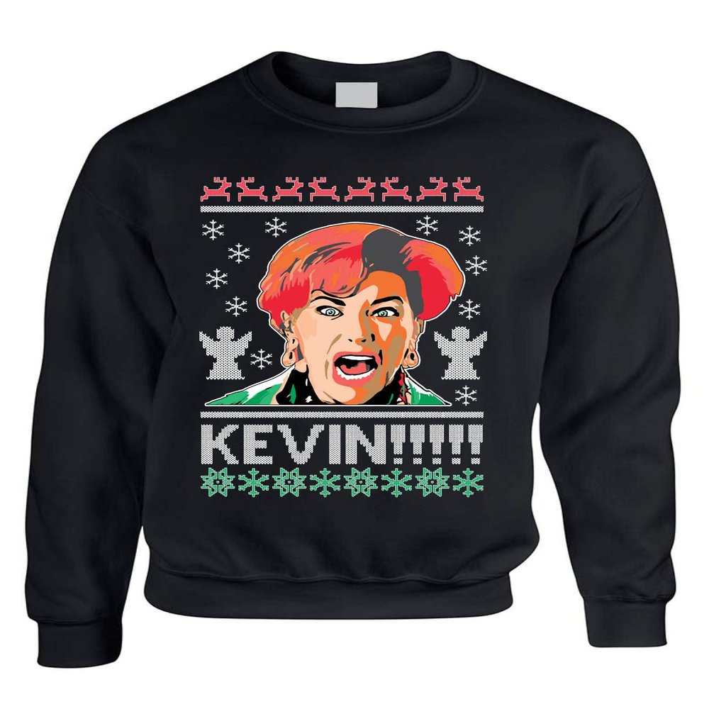 ALLNTRENDS Kevin Ugly Christmas Sweater Holiday Party Top Funny Christmas Crewneck Sweatshirt (XL, Black)