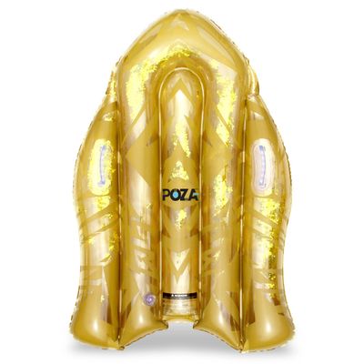 POZA Inflatable Gold Snow Boogie Sled  Luxurious Snow Sled with Handles and Filled with Gold Snowflake Confetti  Premium Heavy Duty Cold Resistant PVC Sled for Adults and Kids  44 Inch