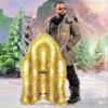 POZA Inflatable Gold Snow Boogie Sled  Luxurious Snow Sled with Handles and Filled with Gold Snowflake Confetti  Premium Heavy Duty Cold Resistant PVC Sled for Adults and Kids  44 Inch view 2