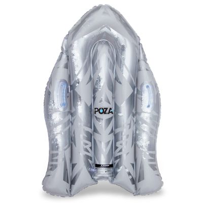 POZA Inflatable Silver Snow Boogie Sled  Luxurious Snow Sled with Handles and Filled with Silver Snowflake Confetti  Premium Heavy Duty Cold Resistant PVC Sled for Adults and Kids  44 Inch