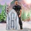 POZA Inflatable Silver Snow Boogie Sled  Luxurious Snow Sled with Handles and Filled with Silver Snowflake Confetti  Premium Heavy Duty Cold Resistant PVC Sled for Adults and Kids  44 Inch view 2