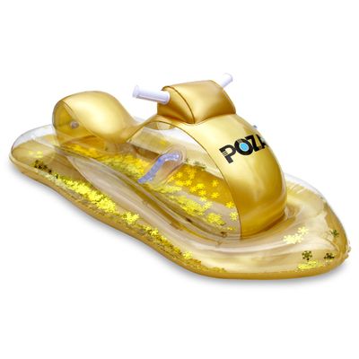 POZA Inflatable Gold Snowmobile Sled Luxurious Snow Sled with Handles and Filled with Gold Snowflake Confetti Premium Cold Resistant Heavy Duty PVC Sled for Adults and Kids 51 Inch