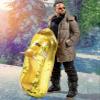 POZA Inflatable Gold Snowmobile Sled  Luxurious Snow Sled with Handles and Filled with Gold Snowflake Confetti  Premium Cold Resistant Heavy Duty PVC Sled for Adults and Kids  51 Inch view 2