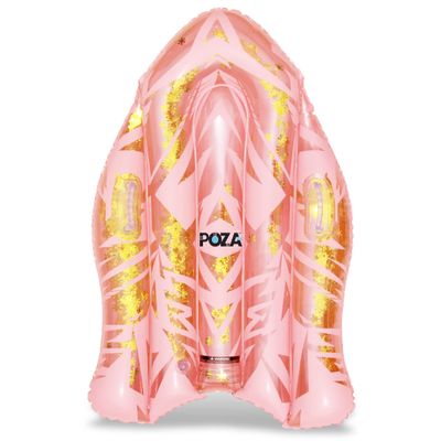 POZA Inflatable Rose Gold Snow Boogie Sled  Luxurious Snow Sled with Handles and Filled with Gold Snowflake Confetti  Premium Heavy Duty Cold Resistant PVC Sled for Adults and Kids  44 Inch