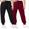 Sweet Hearts Girls Sweatpants - 2 Pack Soft Fleece Athletic Performance Jogger Girls Pants: Made in USA (Sizes 5-18), Size 7-8, Black/Burgundy view 1