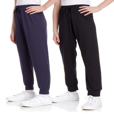 Sweet Hearts Girls Sweatpants - 2 Pack Soft Fleece Athletic Performance Jogger Girls Pants: Made in USA (Sizes 5-18), Size 7-8, Black/Navy