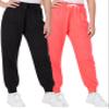 Sweet Hearts Girls Sweatpants - 2 Pack Soft Fleece Athletic Performance Jogger Girls Pants: Made in USA (Sizes 5-18), Size 10-12, Black/Coral view 1