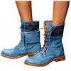 Bcshiye Women's Combat Boots Lace up Ankle Booties Fashion Mid Calf Ankle Booties Winter Warm Snow Boots for Women view 1