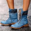 Bcshiye Women's Combat Boots Lace up Ankle Booties Fashion Mid Calf Ankle Booties Winter Warm Snow Boots for Women view 2