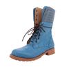 Bcshiye Women's Combat Boots Lace up Ankle Booties Fashion Mid Calf Ankle Booties Winter Warm Snow Boots for Women view 3